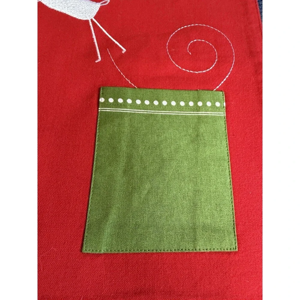 Tag Brand Christmas Red Placemats Reindeer Design 100% Cotton Set Of 2